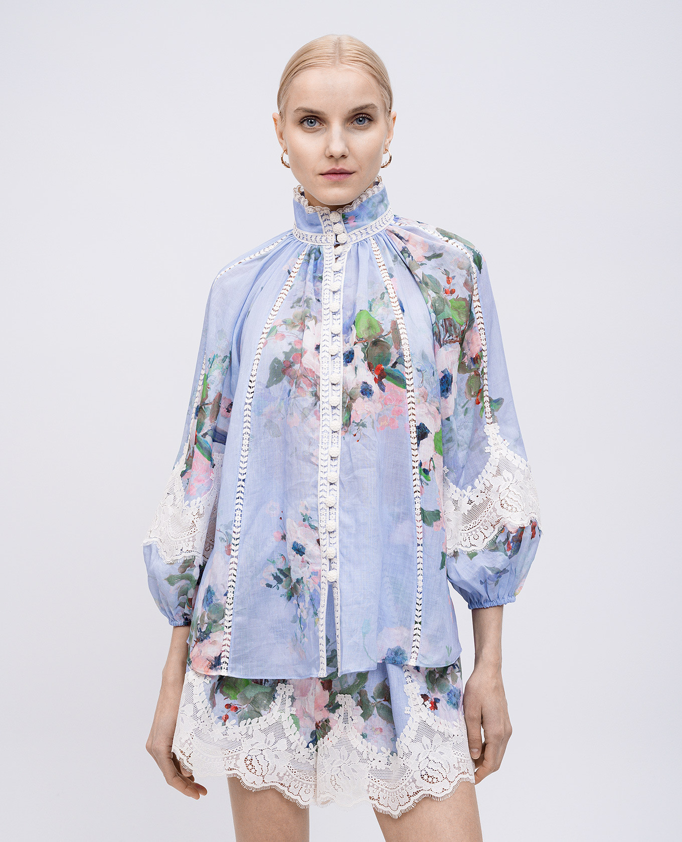 

Everley blue blouse with lace Zimmermann, Light blue
