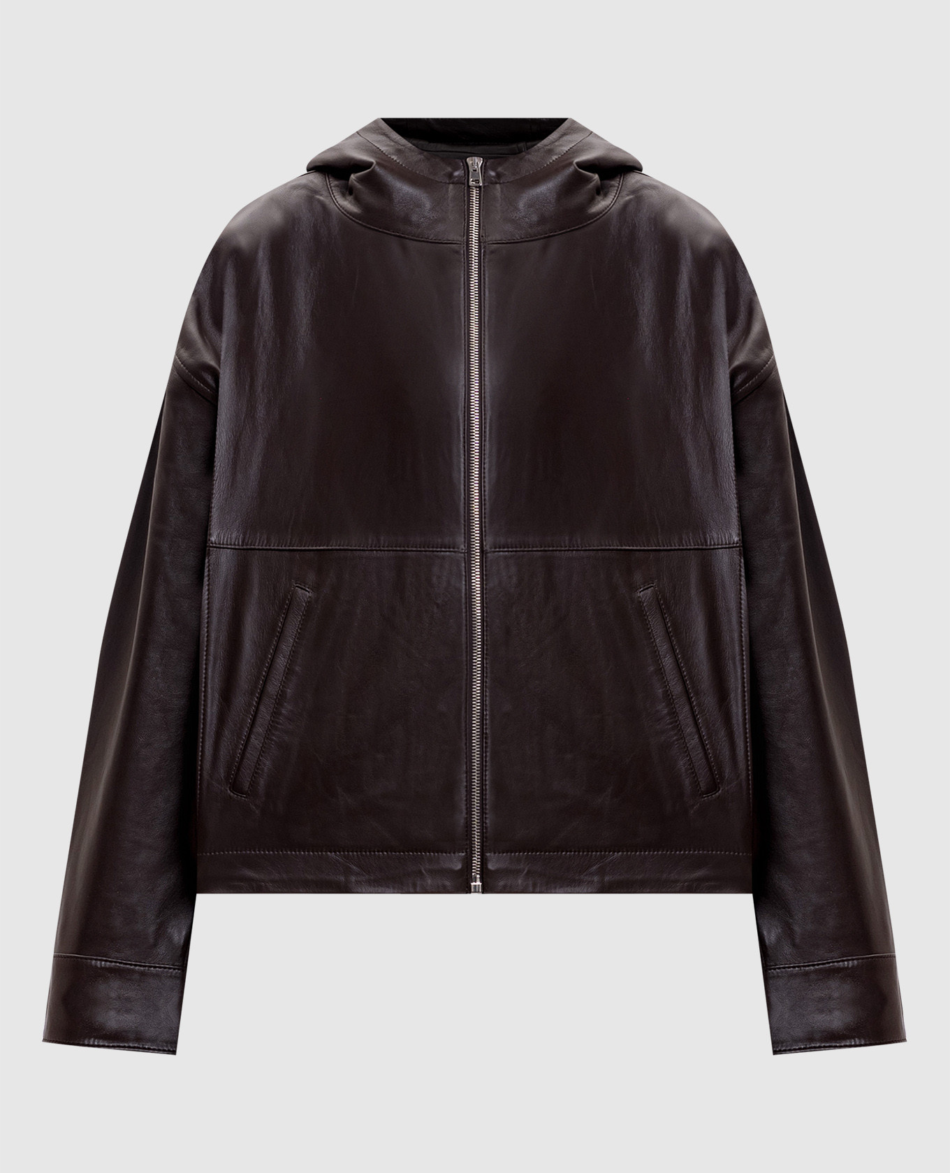 

Brown leather jacket with hood Yves Salomon