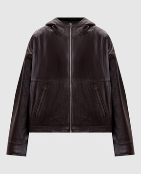 Yves Salomon Brown leather jacket with hood 23EYV20161APXX