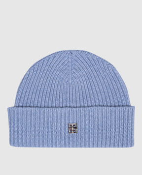 Givenchy Blue wool and cashmere cap with 4G logo emblem GWCAPPU7756