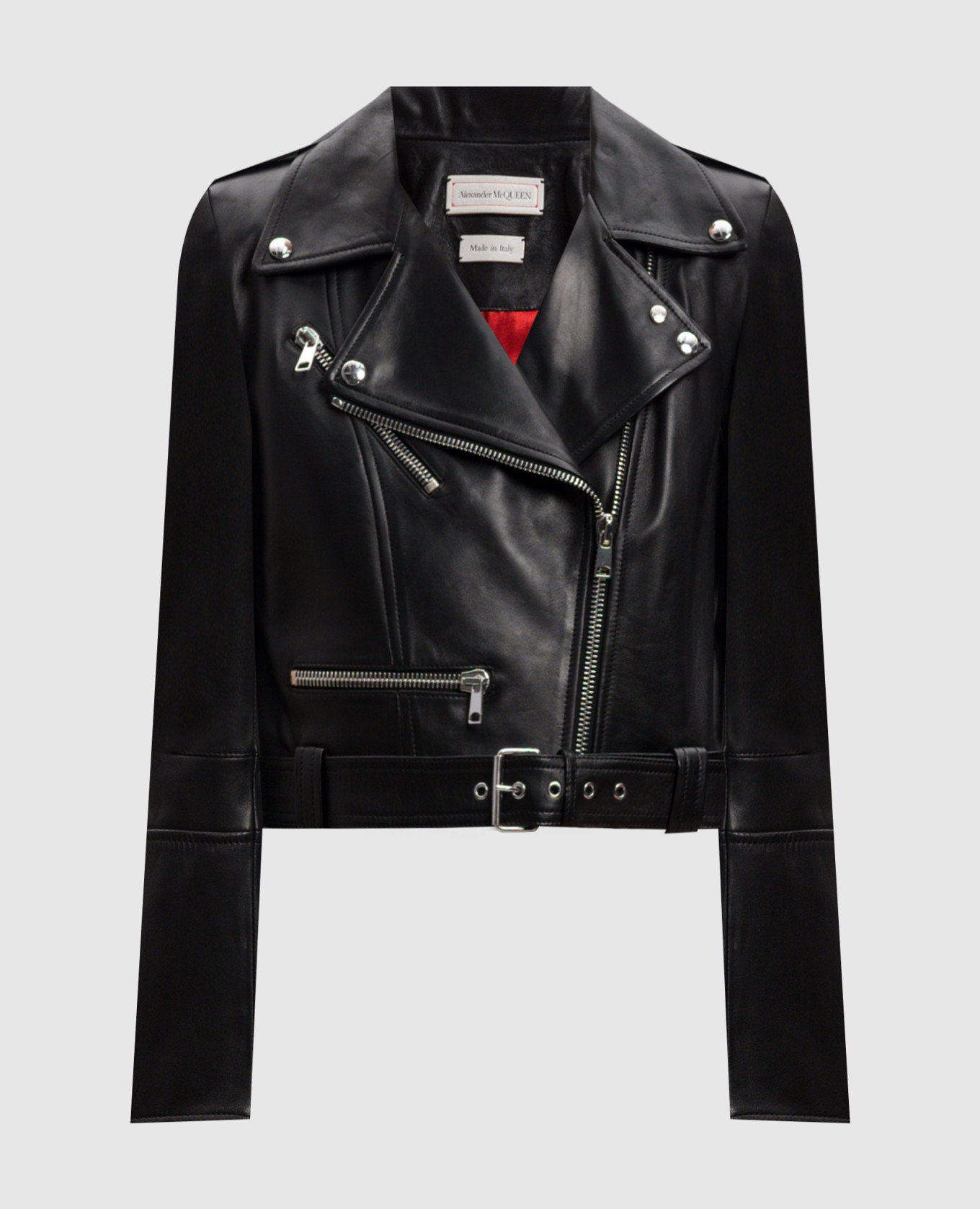 

Black cropped leather biker jacket Alexander McQueen