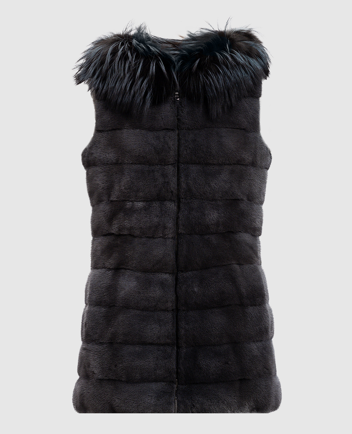 Gray double-sided vest with mink fur