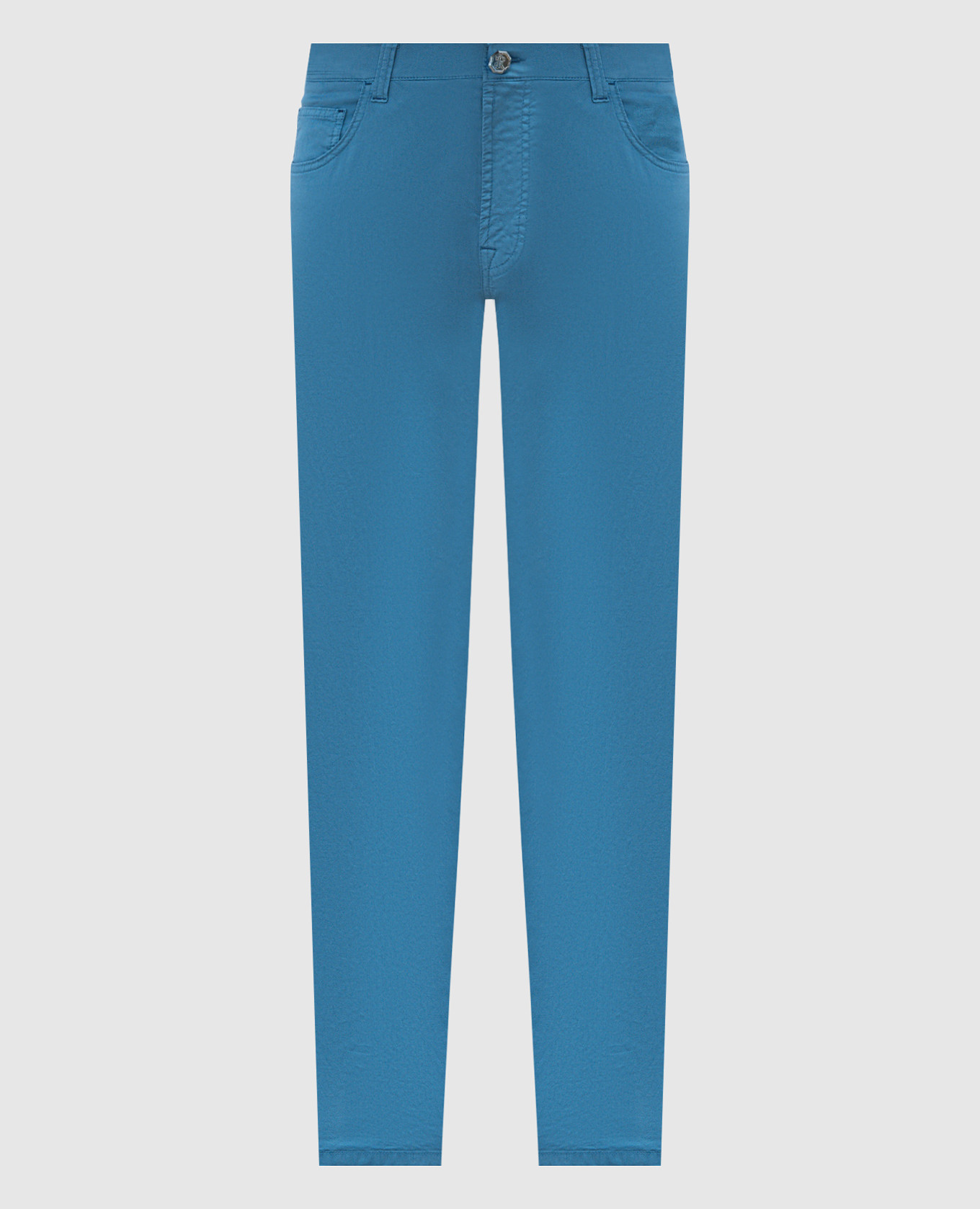 Blue jeans with embroidered monogram logo Stefano Ricci