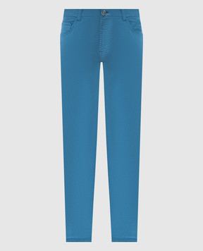 Stefano Ricci Blue jeans with embroidered monogram logo MFT51B0110T209PT