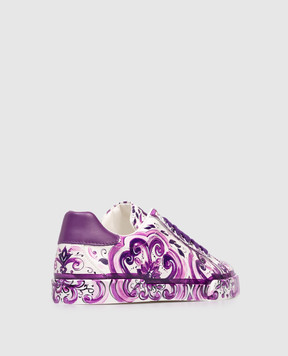 Dolce&Gabbana Children's leather sneakers with Majolica print D10951AI396