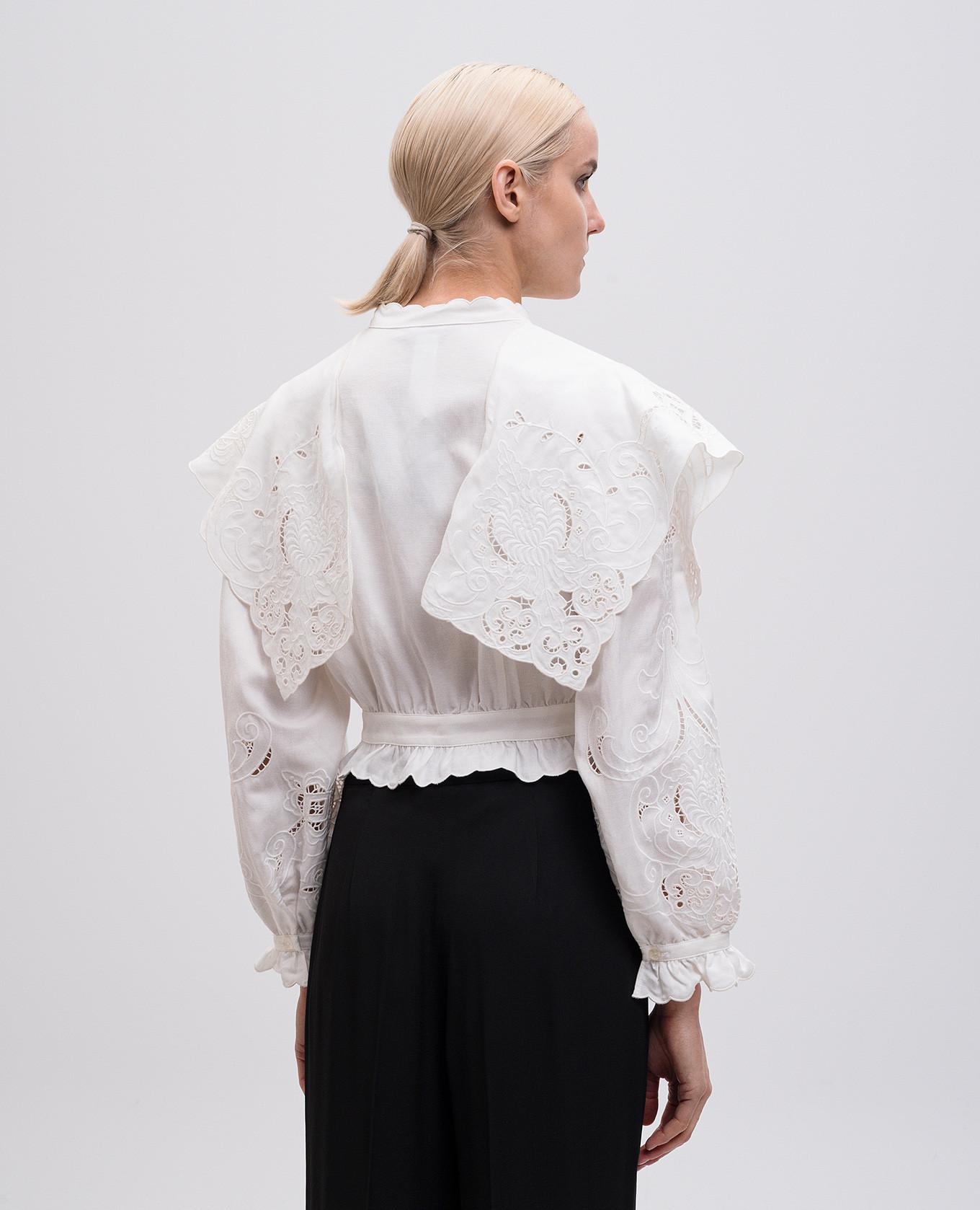 

Elba white linen blouse with broderie embroidery Twinset