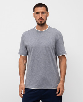 Brunello Cucinelli Grey melange layered T-shirt M0B137427