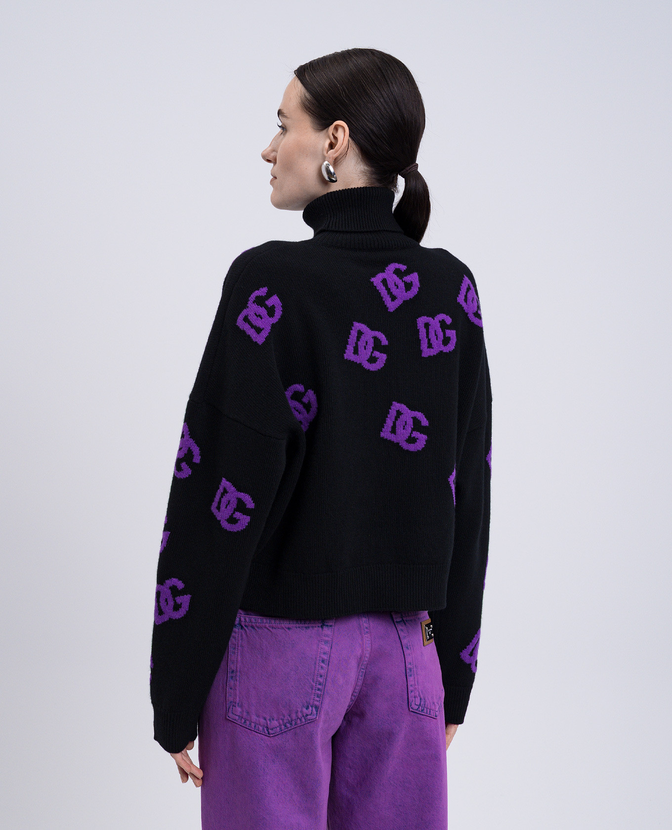 Black wool sweater with DG logo pattern Dolce&Gabbana 4