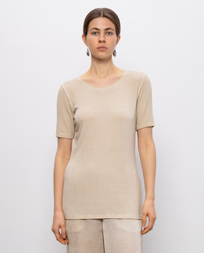 UMA WANG Beige ribbed Tir T-shirt UW1032