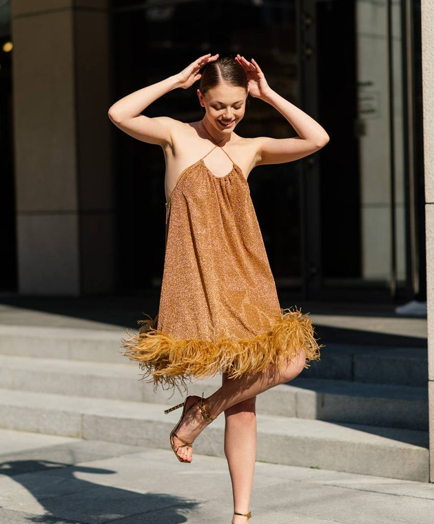 oseree gold dress Lumire Ring Turtleneck Dress
