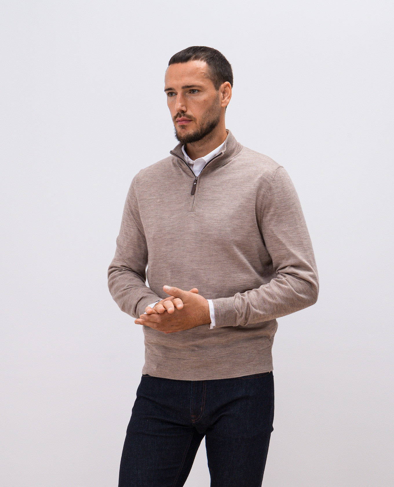 

Beige cashmere, wool and silk jumper Canali