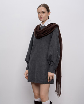 Brunello Cucinelli Brown cashmere and silk stole MSC924059