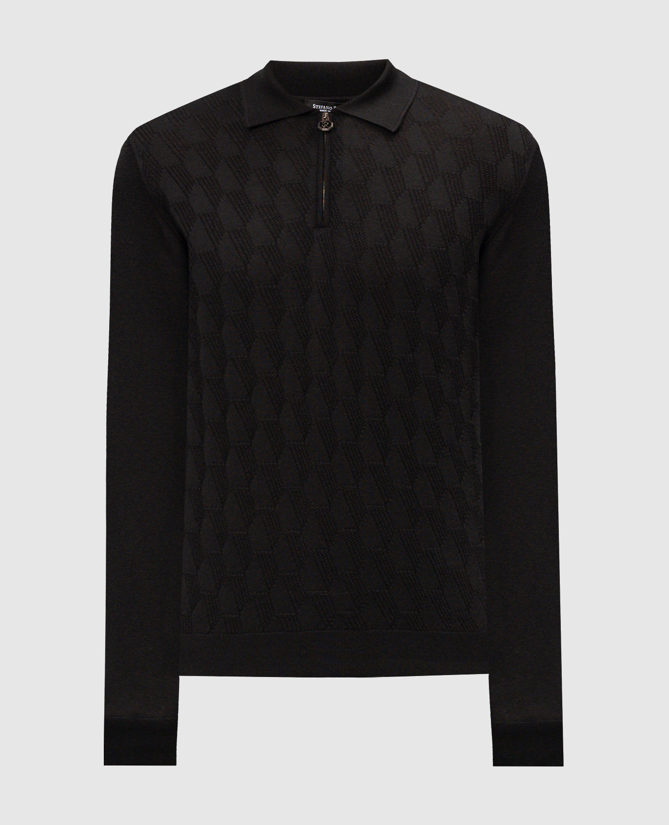 

Black polo shirt made of cashmere and silk in a textured pattern Stefano Ricci