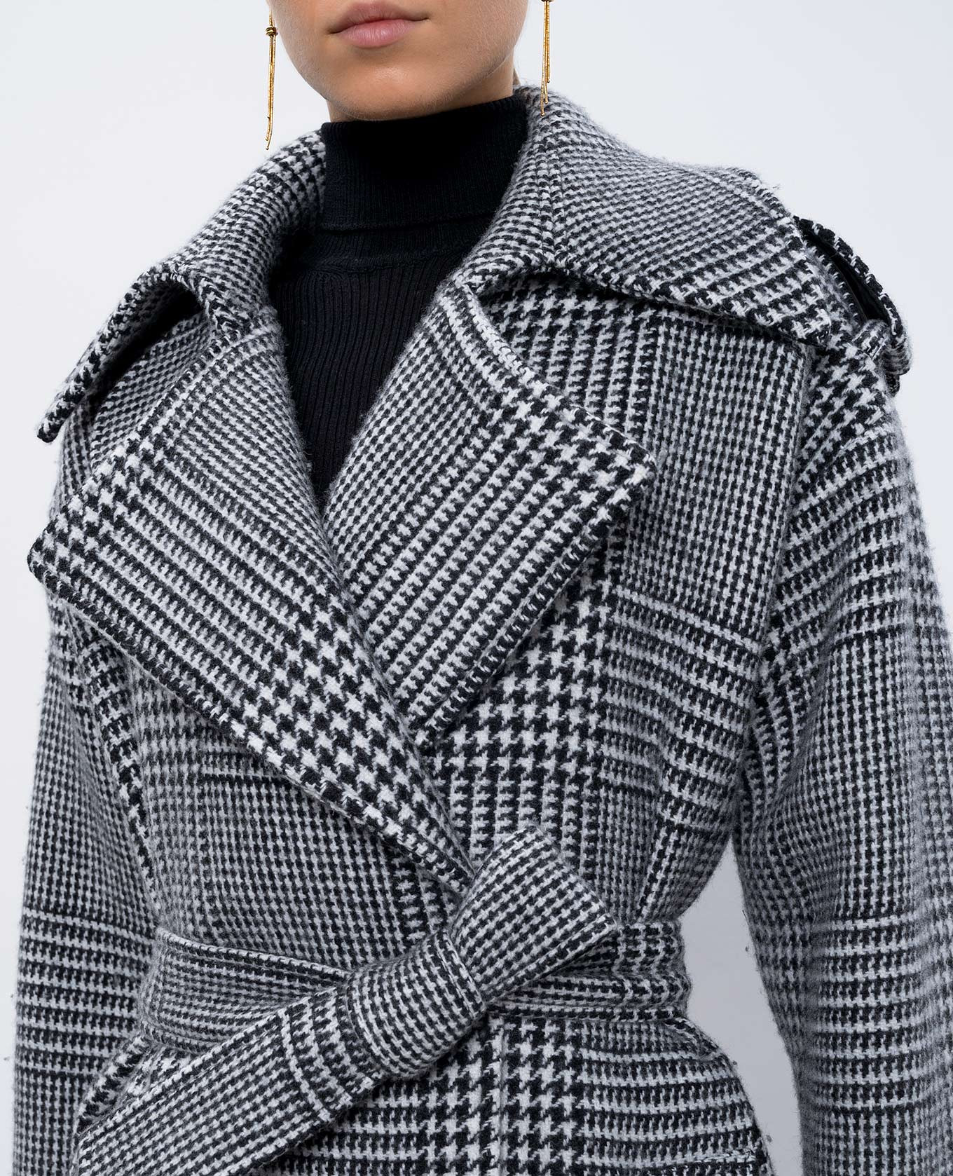 

Black double-breasted coat with wool in Windsor check Dolce&Gabbana