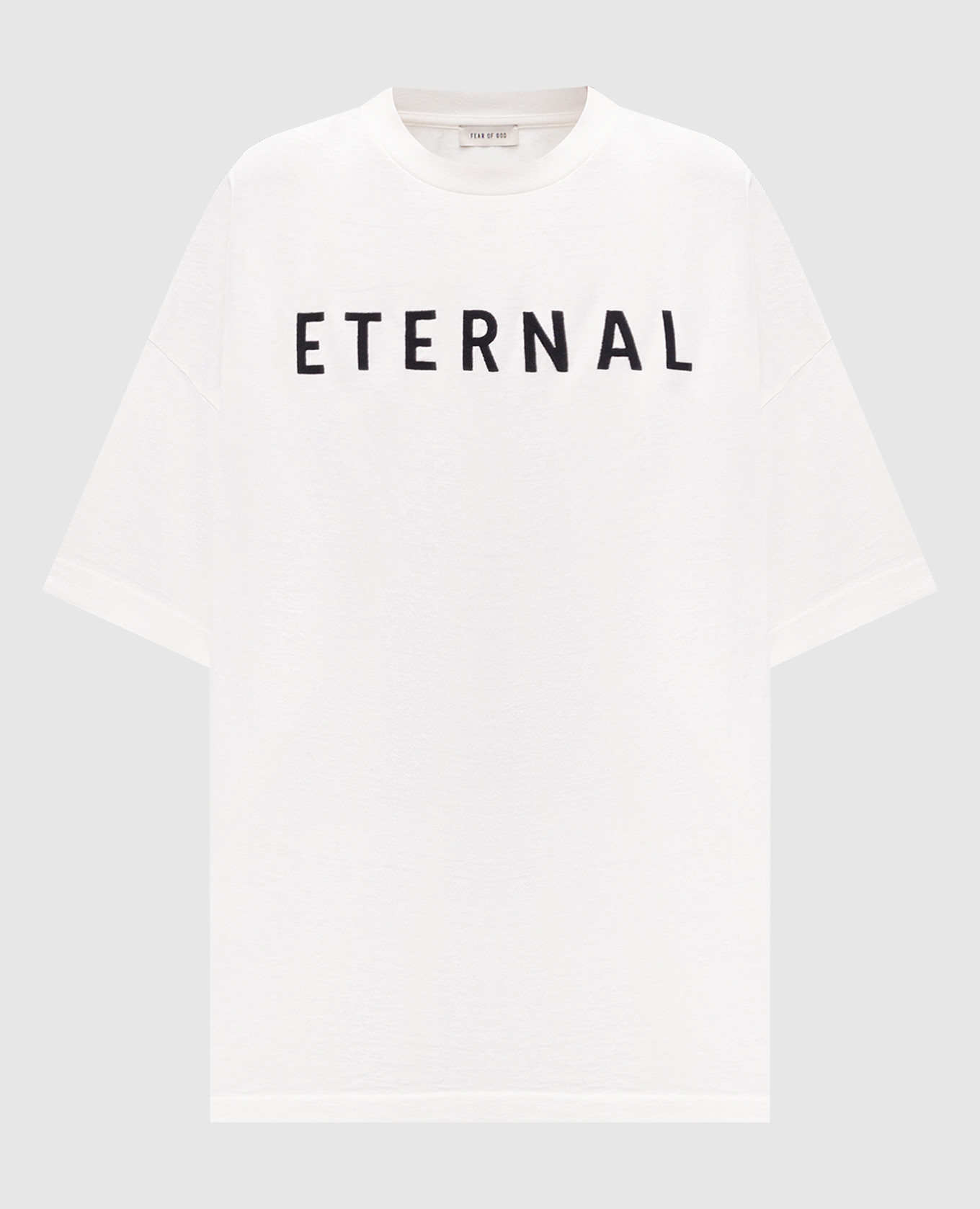 White T-shirt with embroidery of the inscription &quot;Eternal&quot; Fear of God