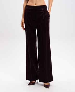 Twinset Burgundy checkered pants with lurex 242AT2165