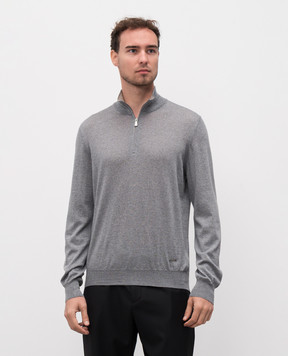 Enrico Mandelli Grey wool jumper with logo 2K064A5270