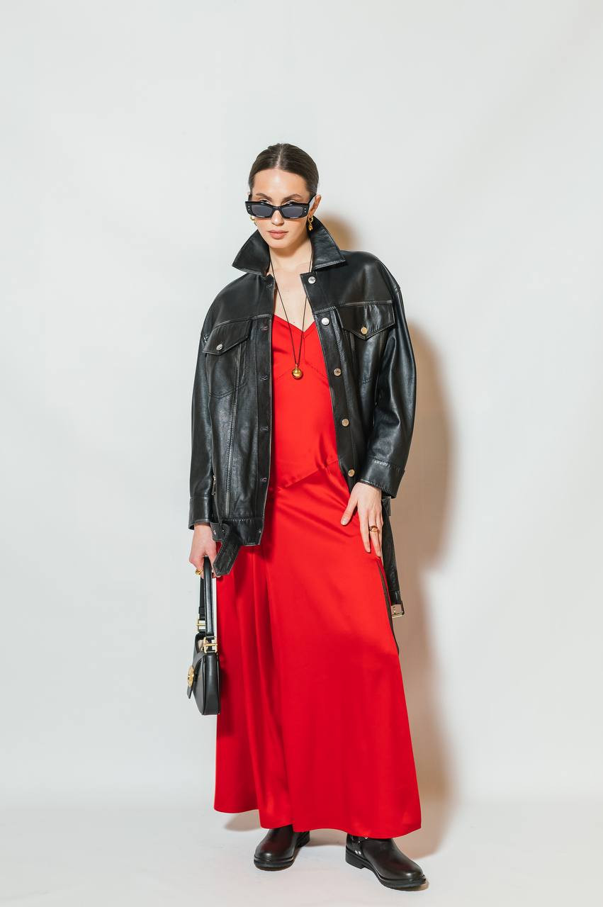 

Red dress SASIA with slit Max & Co