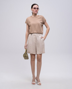 Peserico Beige linen shorts with lapels P0414008351