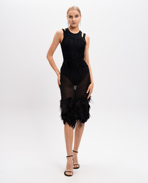 The Attico Black bodysuit with lace double construction 250WCY00030JMD001AA
