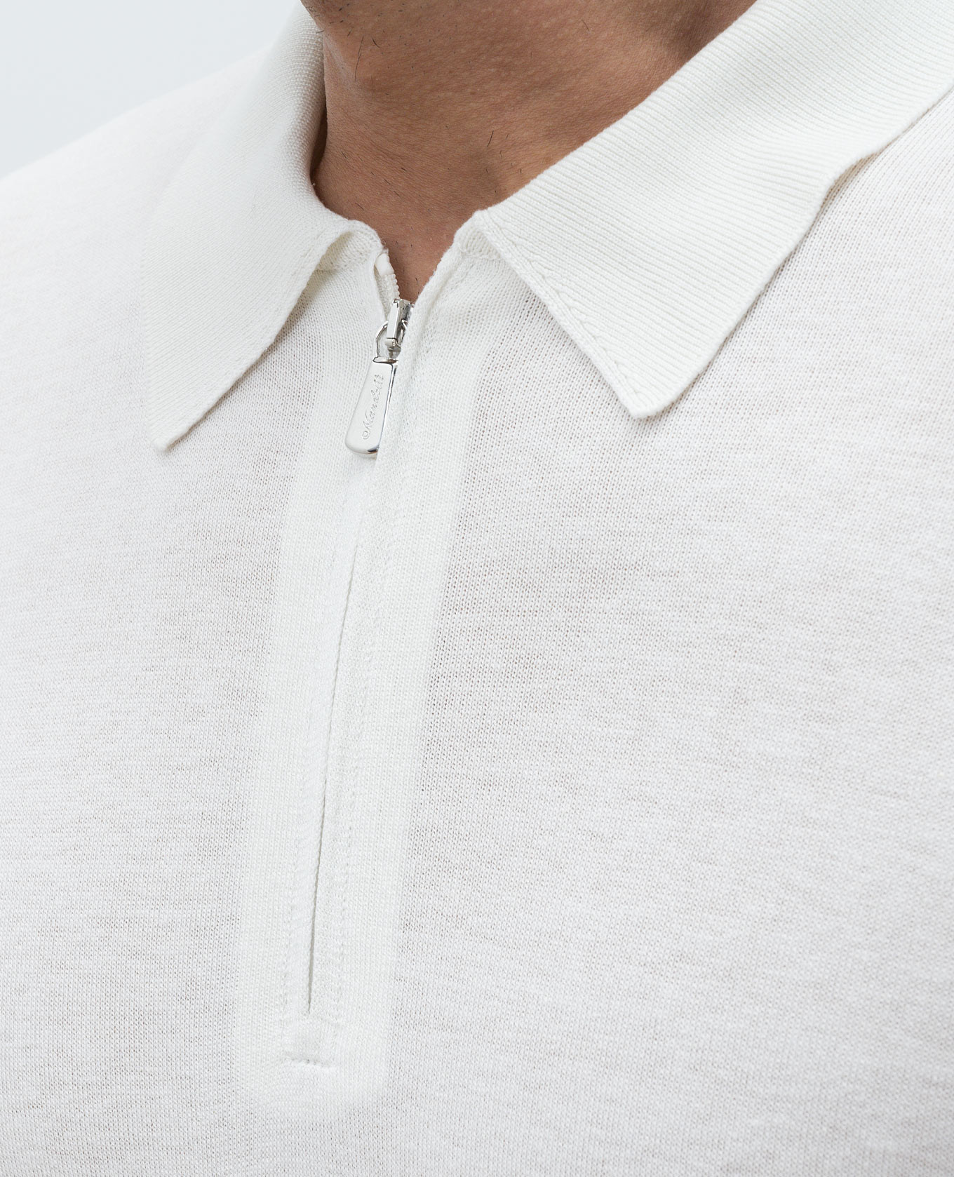 

White silk polo shirt with logo Enrico Mandelli