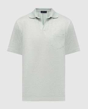 Sease Green melange polo shirt with linen TP030TJ221