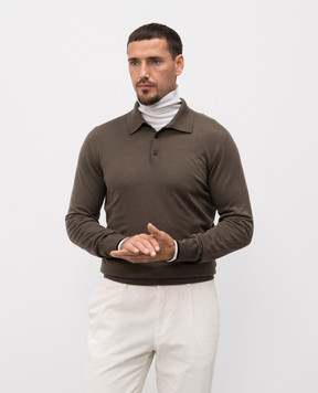 Peserico Brown wool polo shirt R59360F189770M