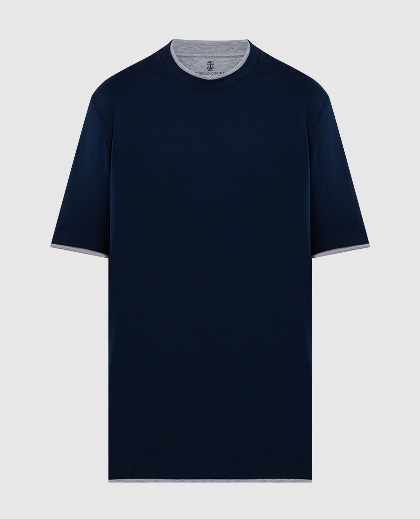 Blue t-shirt with layering effect brunello cucinelli