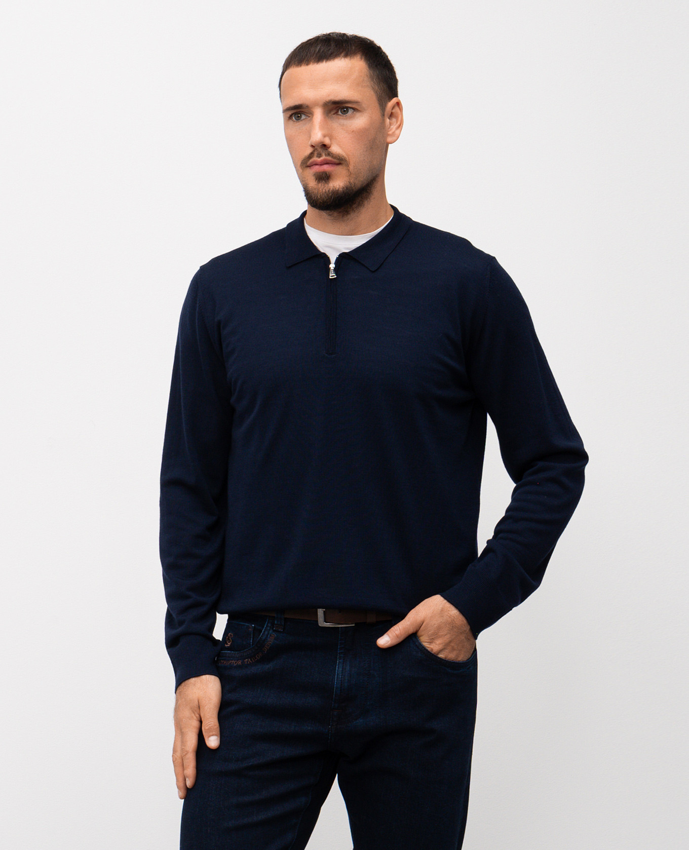 

Blue merino wool polo shirt Cashmere&Whiskey