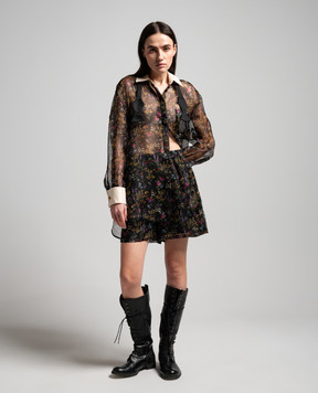 Max Mara Black NORDICA shorts made of silk with a floral print NORDICA