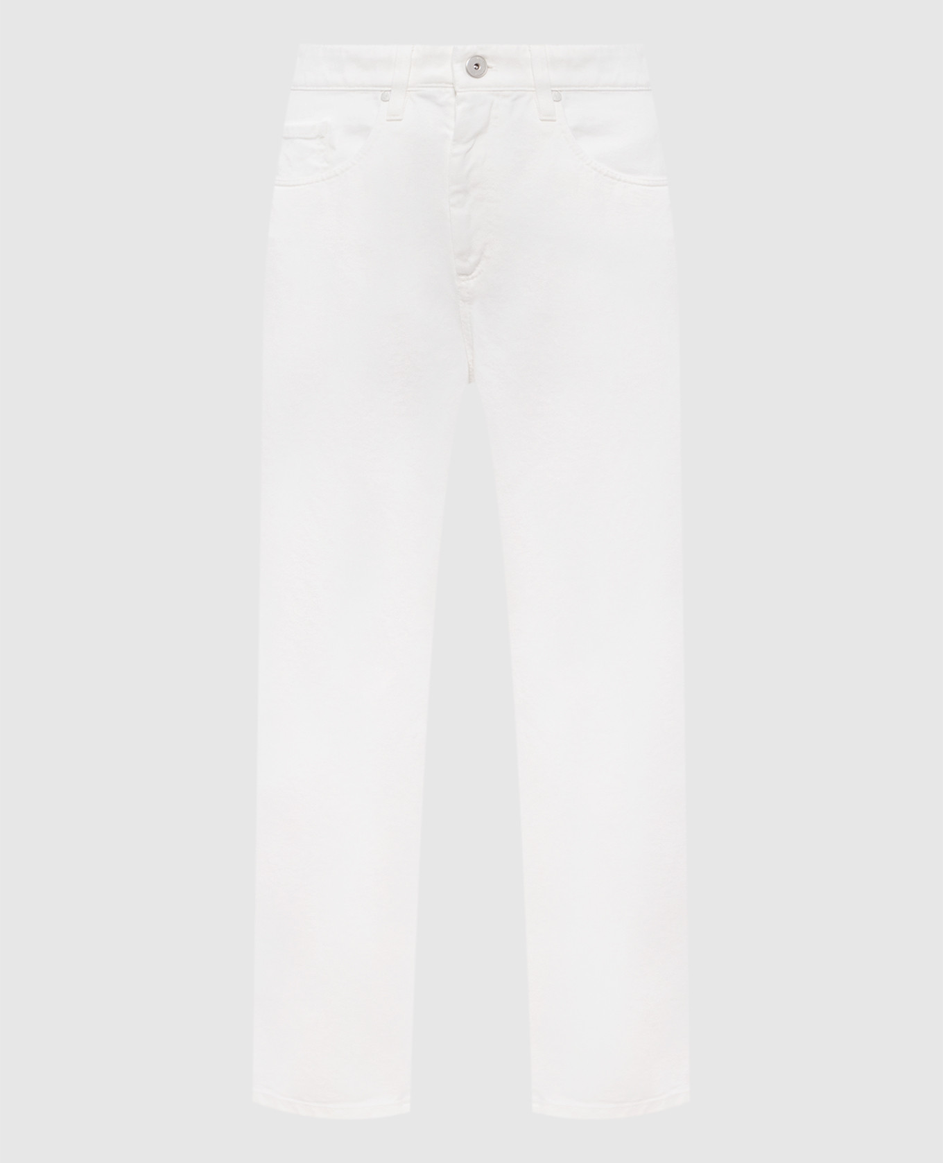 White jeans with logo patch Brunello Cucinelli