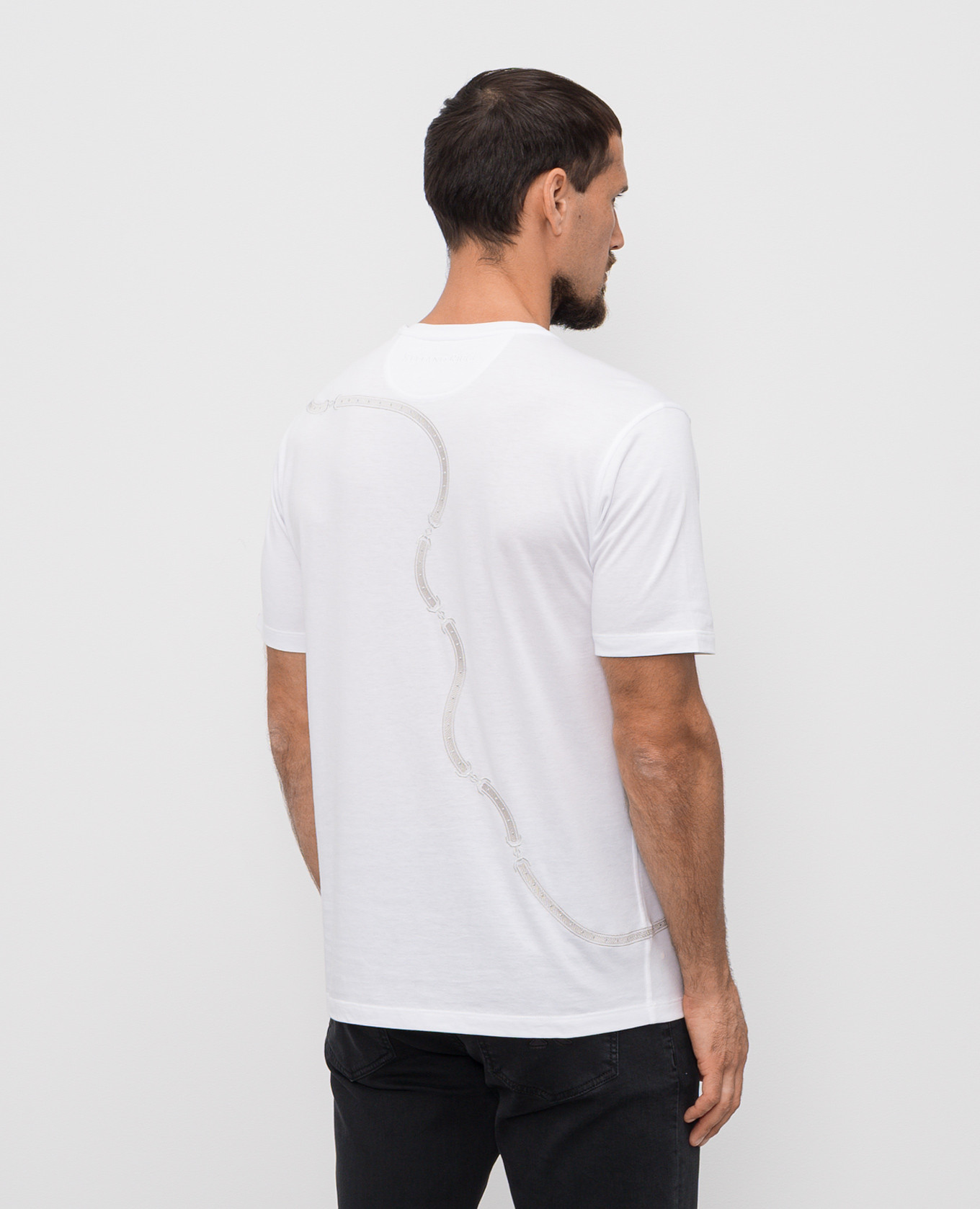 

White T-shirt with logo embroidery Stefano Ricci