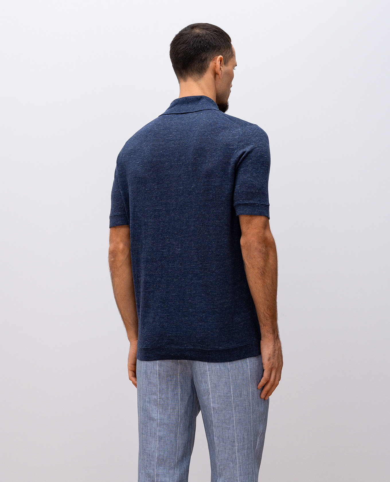 

Blue melange polo with linen Brunello Cucinelli