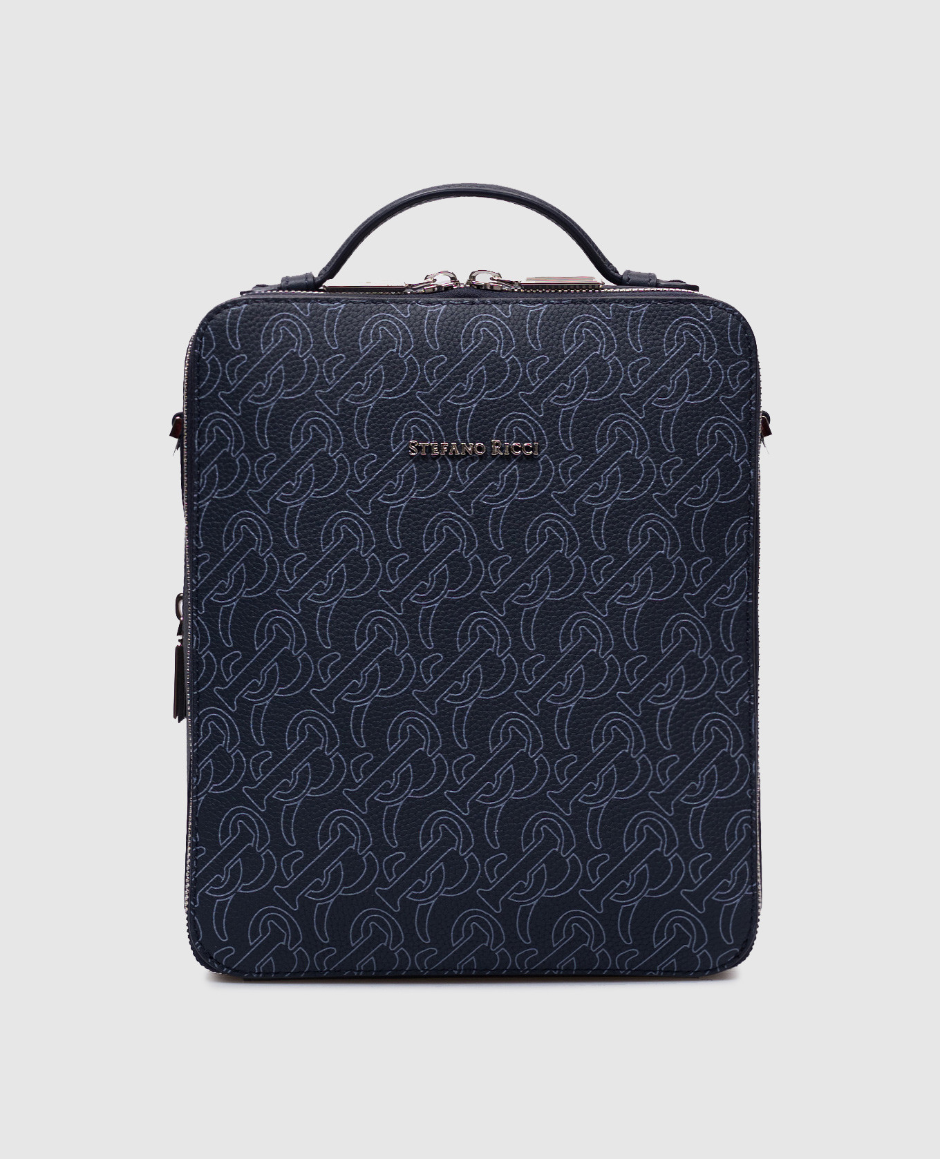 

Blue leather bag with monogram logo print Stefano Ricci