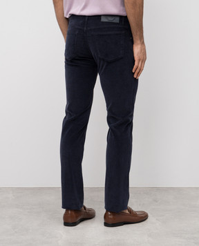 Stefano Ricci Blue corduroy pants with leather logo patch MST33S0070T0005