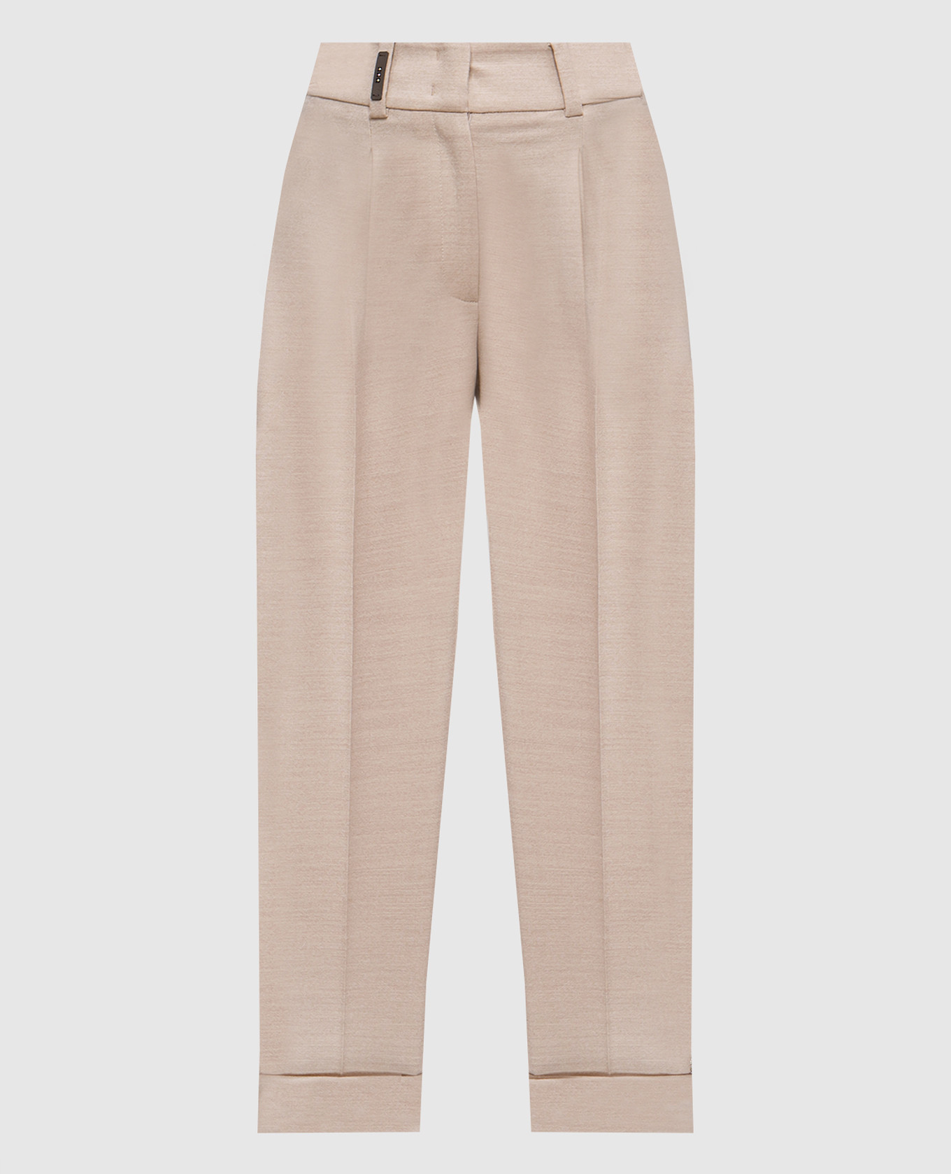 

Beige wool trousers with a monil chain Peserico