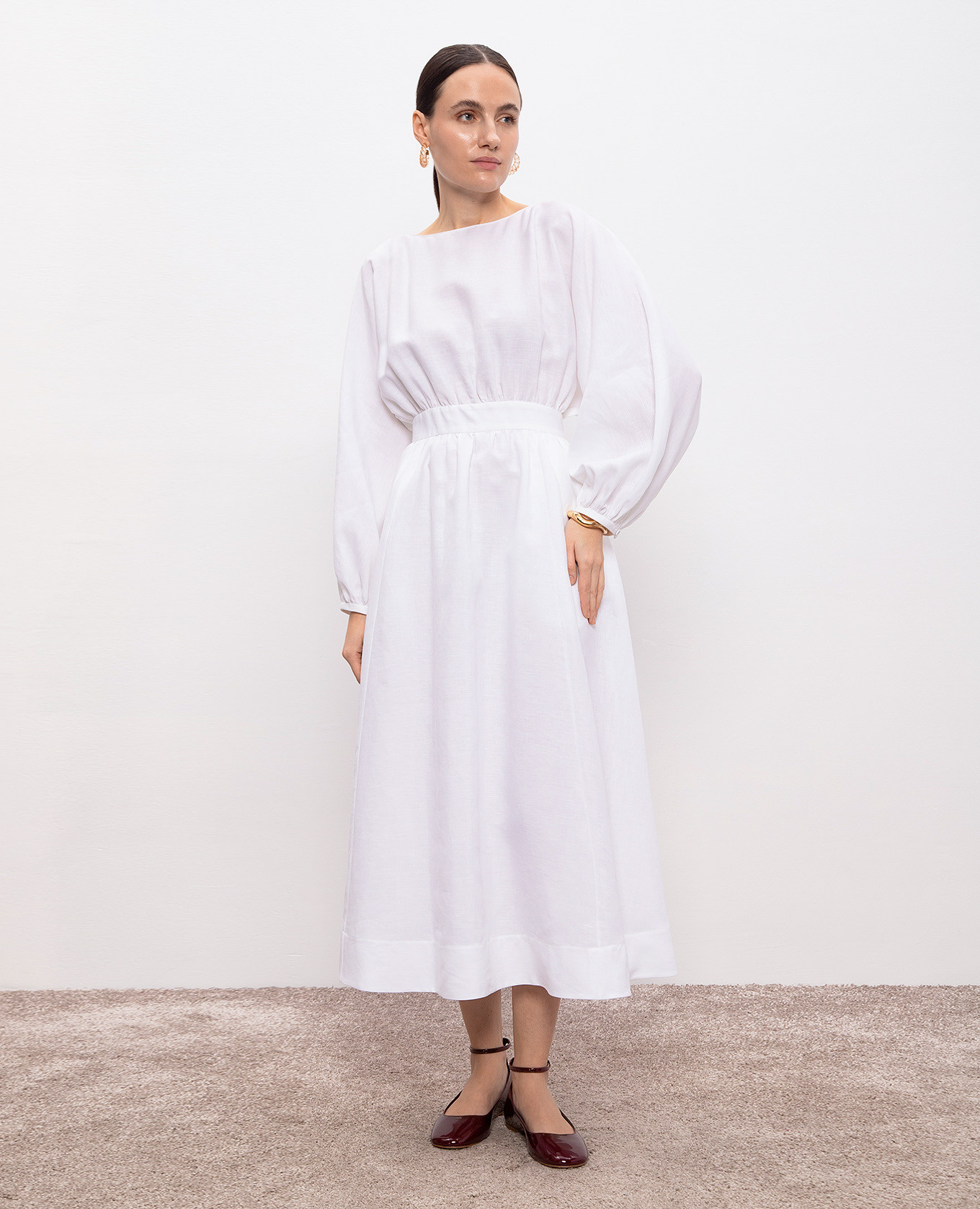

Ahmose white linen midi dress Gabriela Hearst