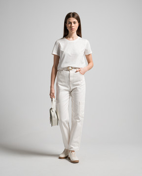 Twinset White cargo jeans with a belt 241TP2643