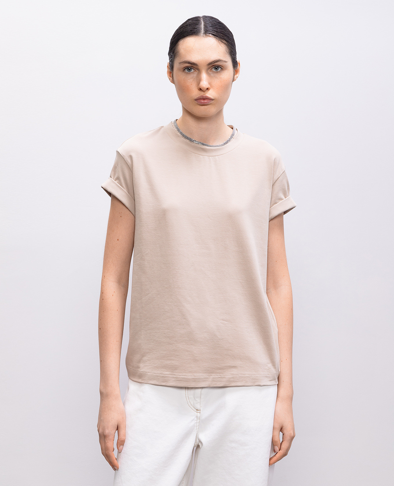 

Beige T-shirt with lapels Brunello Cucinelli