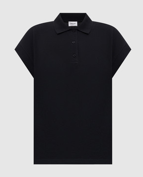 Saint Laurent Black polo with embroidered monogram logo 824091Y37HC