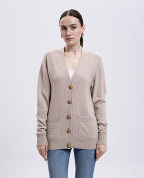 Balmain Beige wool and cashmere cardigan FF1KL255KI87