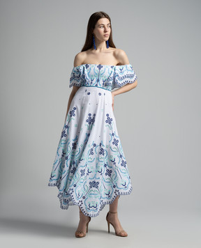 Charo Ruiz Sheen white midi dress with broderie embroidery 244623