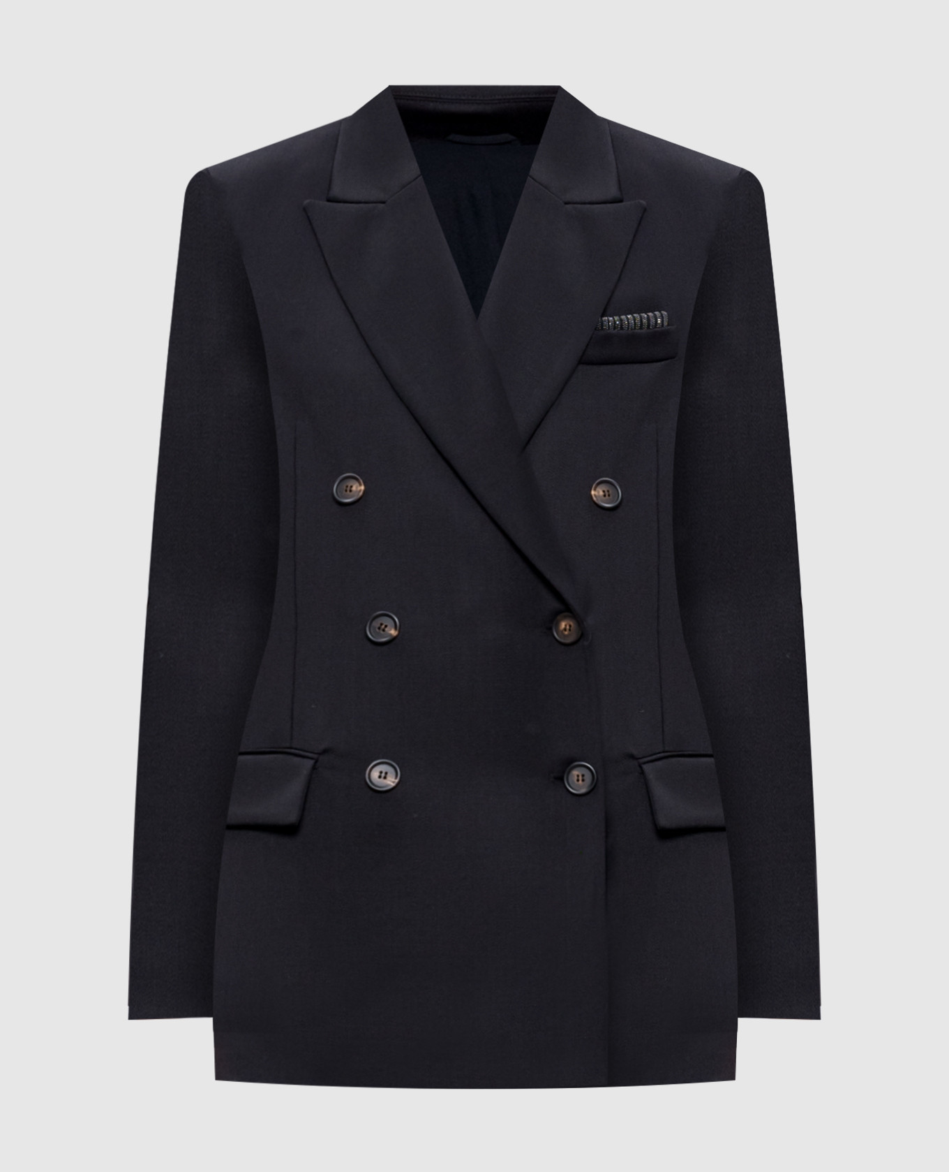 

Black double-breasted wool jacket with monil chain Brunello Cucinelli