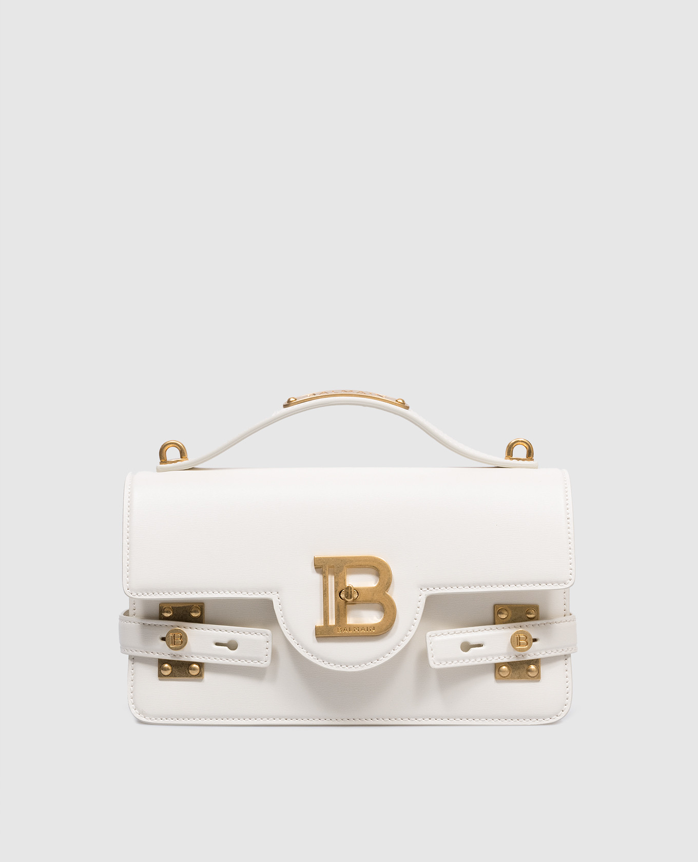 

B-Buzz logo cross body bag in white leather Balmain, Белый