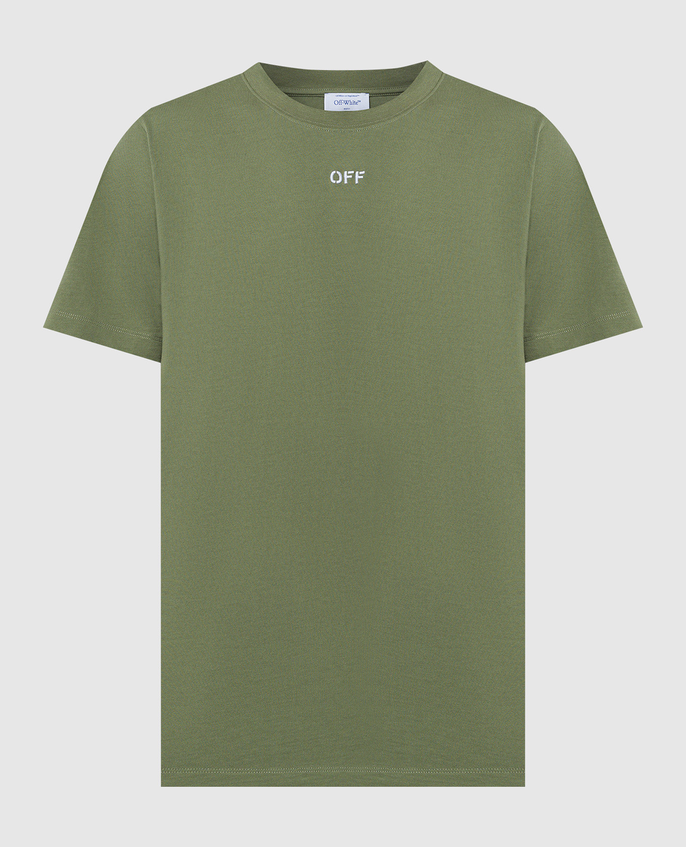 Green t-shirt with logo embroidery off-white
