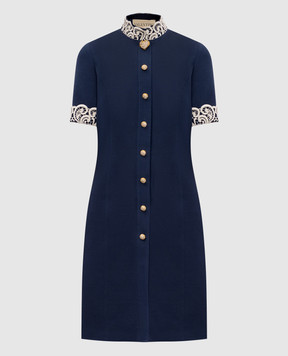 Valentino Blue wool and silk midi dress 7B3VAG101CF