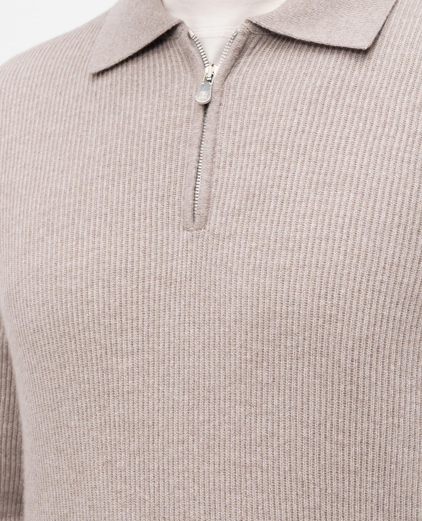 

Beige cashmere sweater with zipper Brunello Cucinelli