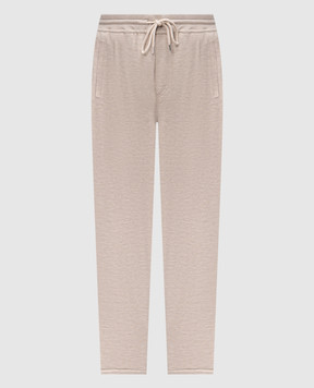 Brunello Cucinelli Beige melange cashmere and silk sweatpants MM8353243G