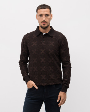 Dolce&Gabbana Brown wool and silk patterned polo shirt GXZ25TJGMAB