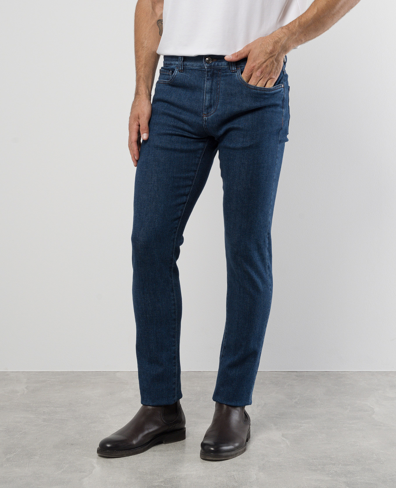 

Blue jeans with logo patch Canali